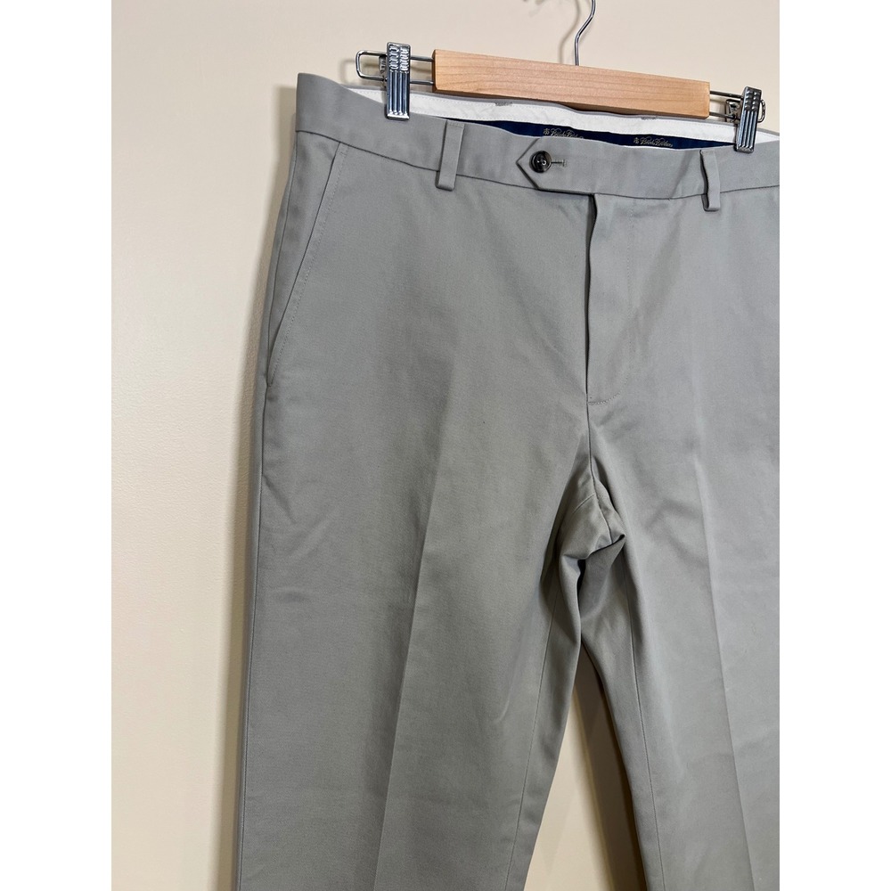 Brooks Brothers Advantage Chino Pants Mens 33/32 Grey Milano Slim Fit Flat Front - Picture 2 of 7